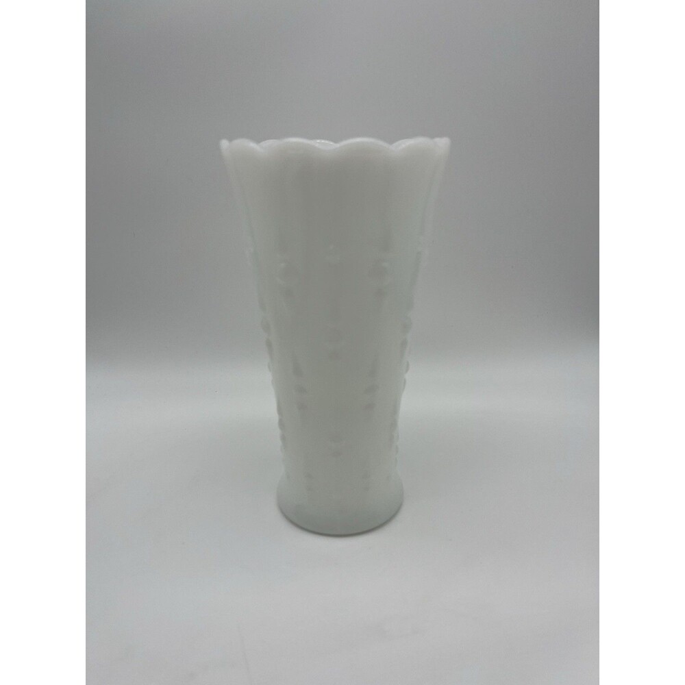 White Milk Glass Scalloped Decorative Vase